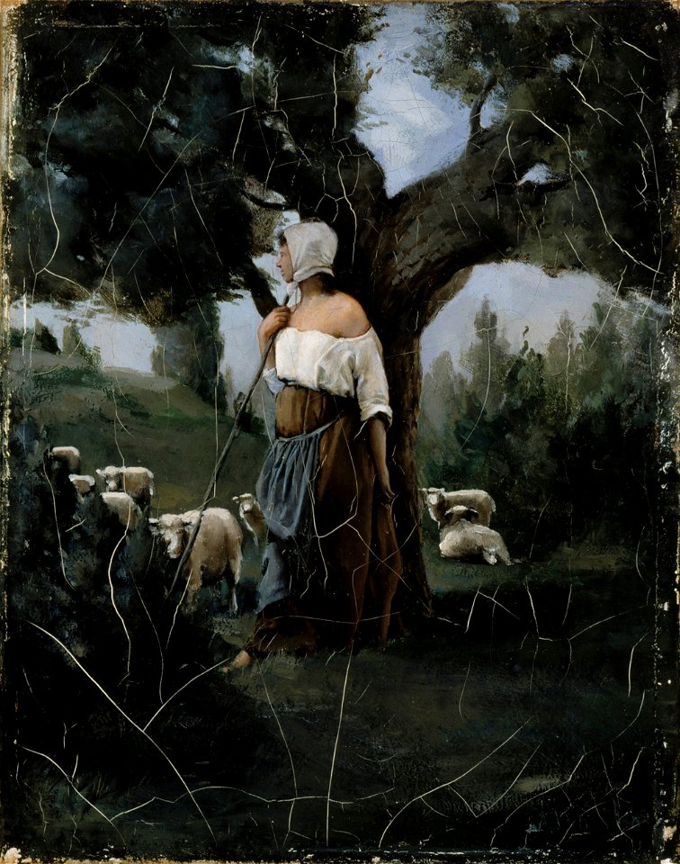 Aukusti Uotila - Shepherdess and Sheep - A I 231 - Finnish National Gallery