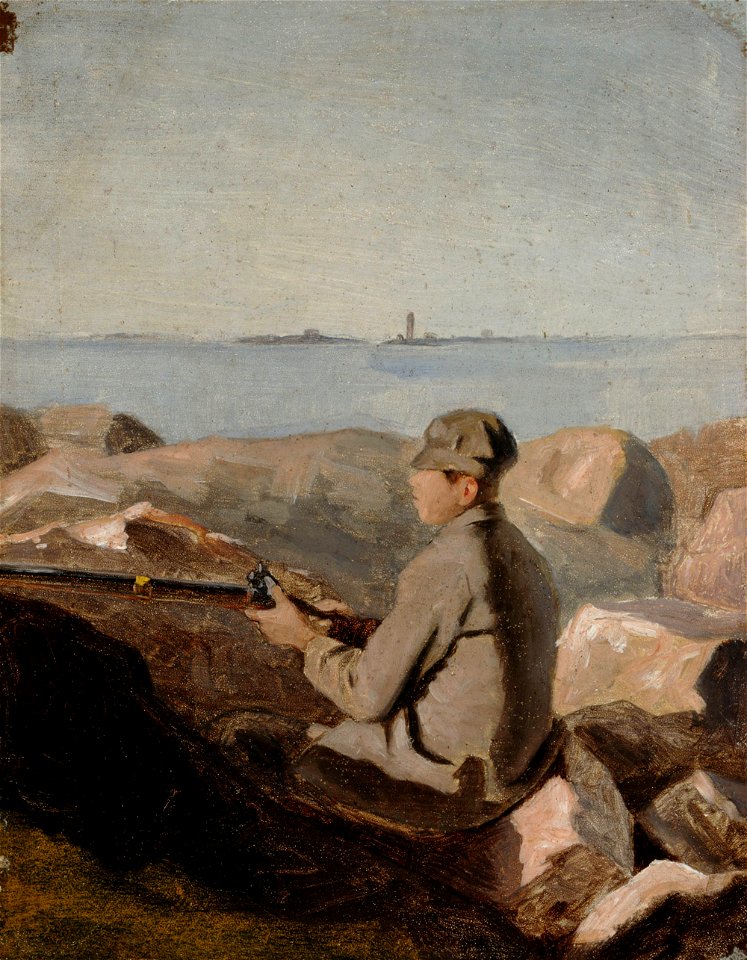 Aukusti Uotila - Linnustaja rannalla, harjoitelma - A III 2419 - Finnish National Gallery