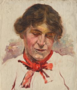 Aurel Ballo - Štúdia ženskej hlavy s červenou mašľou - O 416 - Slovak National Gallery