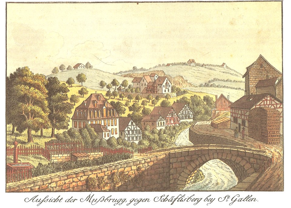 Aussicht der Mußbrugg gegen Schäflisberg bey St. Gallen