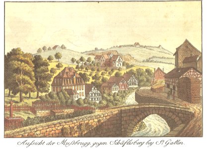 Aussicht der Mußbrugg gegen Schäflisberg bey St. Gallen