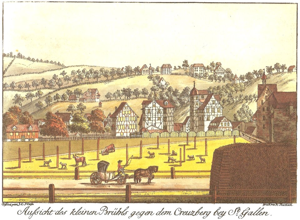 Aussicht des kleinen Brühls gegen dem Creuzberg bey St. Gallen