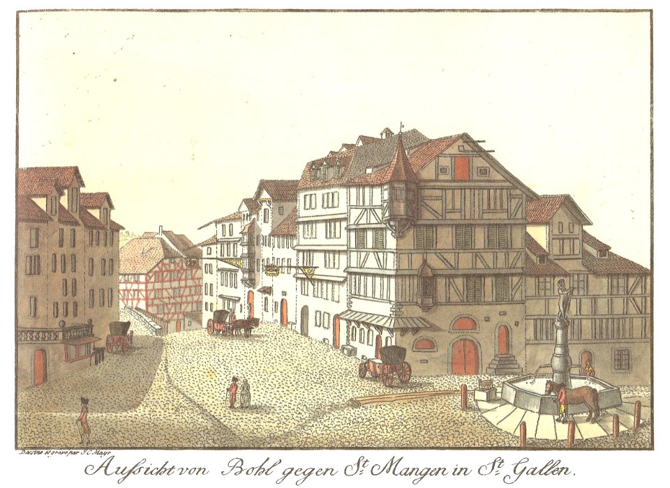 Aussicht von Bohl gegen St. Mangen in St. Gallen