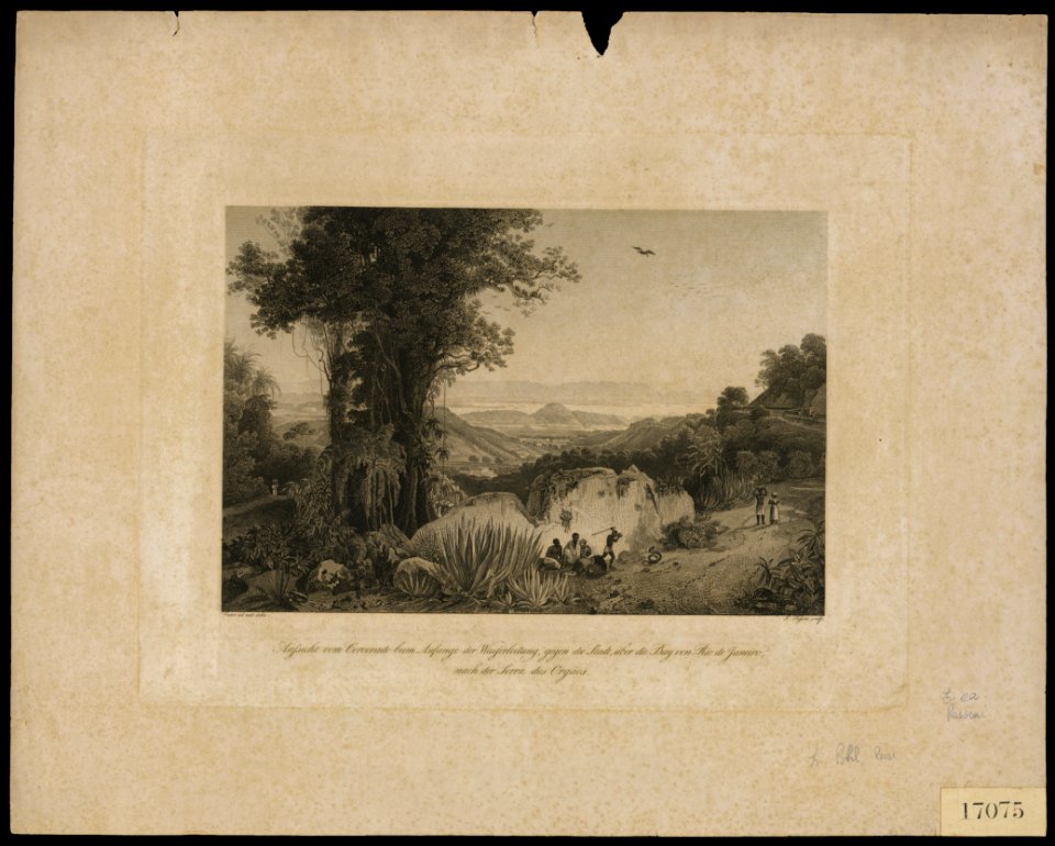 Aussicht vom Corcovado beim anfange der wasferleitung, gegen die Itadt, uber die bay von Rio de Janeiro, nach der Serra dos Orgãos, da Coleção Brasiliana Iconográfica