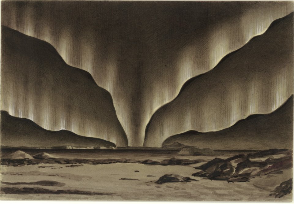 Aurora Polaris drawing - Australasian Antarctic Expedition (1911-1914)