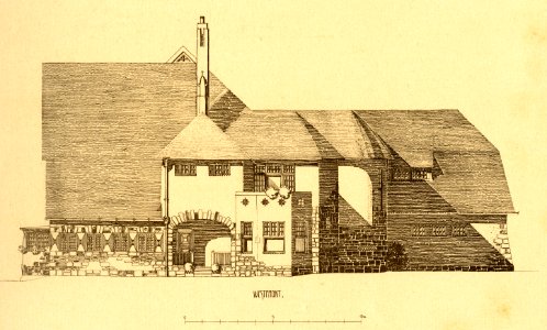 Aus dem künstlerischen Nachlass von Dr.-Ing. Ferdinand Eichwede, S. 60, Landhaus für Alma Eichwede in Isernhagen bei Hannover, Westfront
