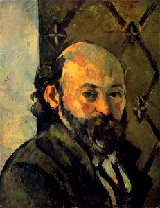 Autoportrait avec un papier peint vert-olive, par Paul Cézanne