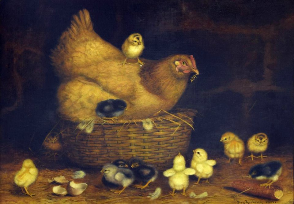 Ben Austrian - Hen with Twelve Chicks - 1982.2.1 - Reading Public Museum