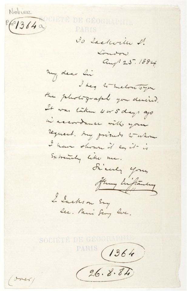 Autograph & signature Henry Morton Stanley Gallica BNF