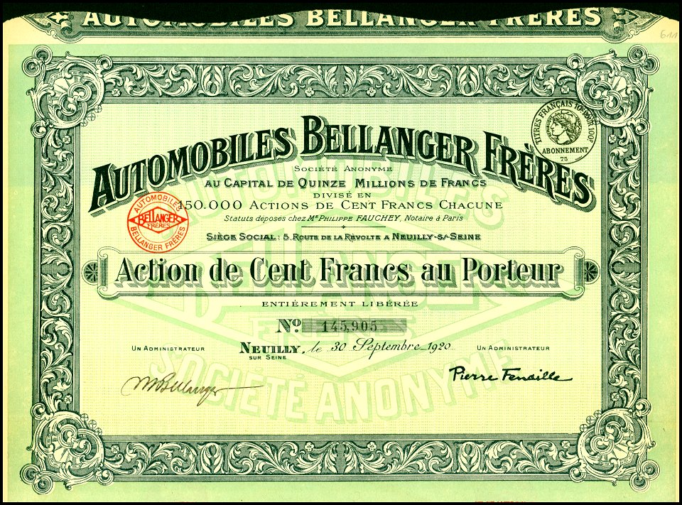 Automobiles Bellanger Freres 1920