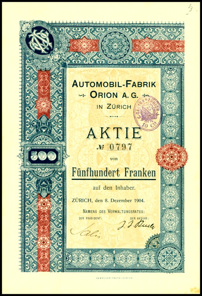 Automobil-Fabrik Orion AG 1904