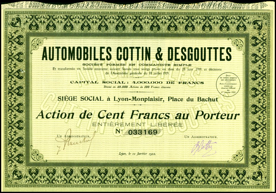 Automobiles Cottin & Desgouttes 1922