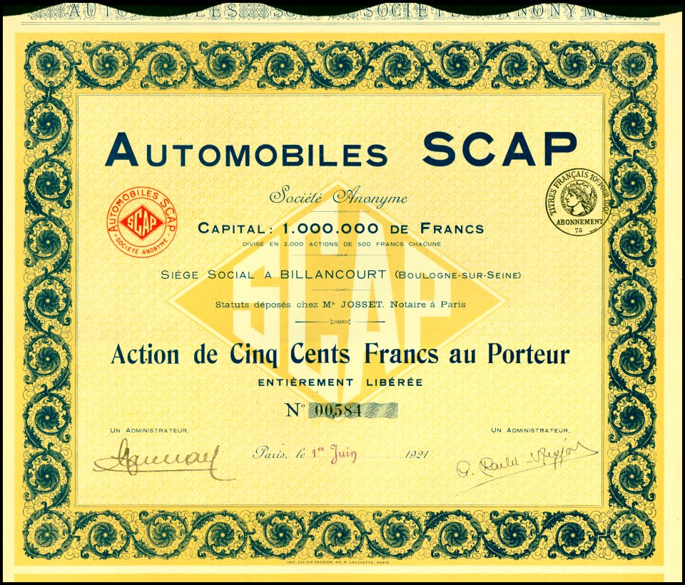 Automobiles Scap 1921