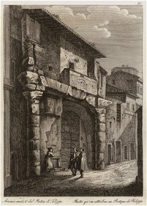 Avanzi creduti del Portico di Filippo - Li Monumenti Piú Celebri Di Roma Antica E Moderna Disegnati Da Vero Ed Incisi Dai Migliori Artisti Rome Presso Po - 1850