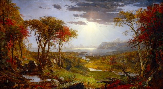 Autumn--On the Hudson River-1860-Jasper Francis Cropsey. Free illustration for personal and commercial use.