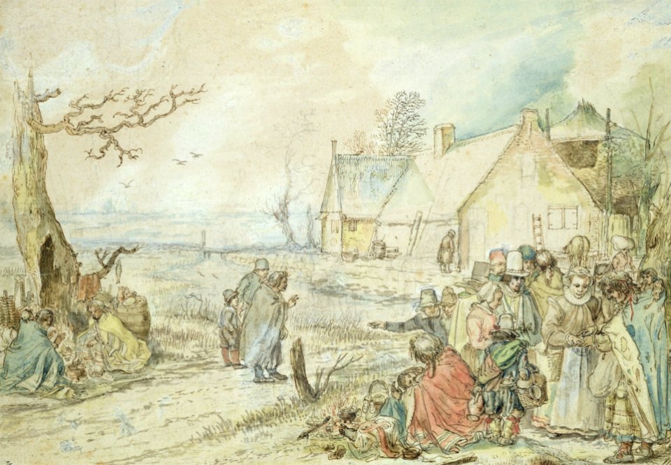 Hendrick Avercamp - Landscape with Gypsy Fortune-Tellers (Hamburger Kunsthalle)