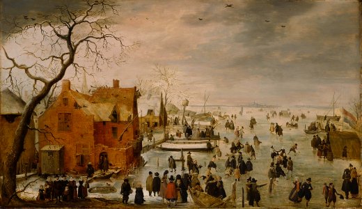 Hendrick Avercamp - Ice Landscape - WGA01071. Free illustration for personal and commercial use.