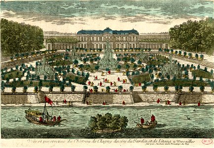 Aveline Pierre-Vue et perspective du château de Clagny du côté du jardin et de l'étang à Versailles