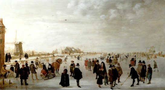 Hendrick Avercamp - Winter Landscape on the River Ijesel (ca.1615)