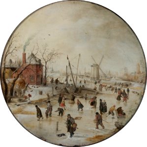 Hendrick Avercamp - Frozen River with Skaters - Google Art Project