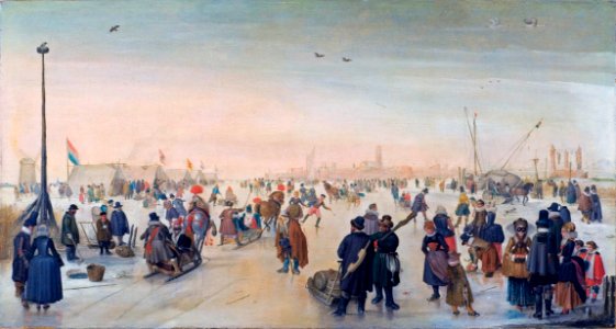 Hendrick Avercamp - IJsvermaak bij een stad
