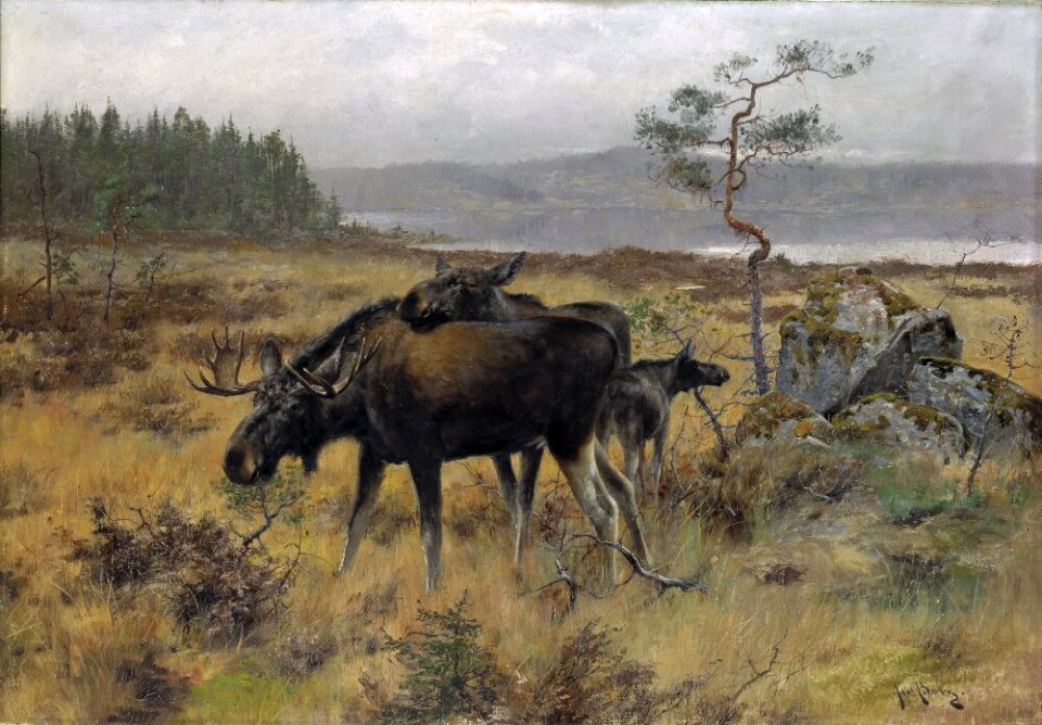 Axel Borg - An Elk family - NM 1453 - Nationalmuseum