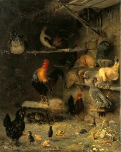 Axel Raab - Morning in the Hen-House - NM 4802 - Nationalmuseum. Free illustration for personal and commercial use.