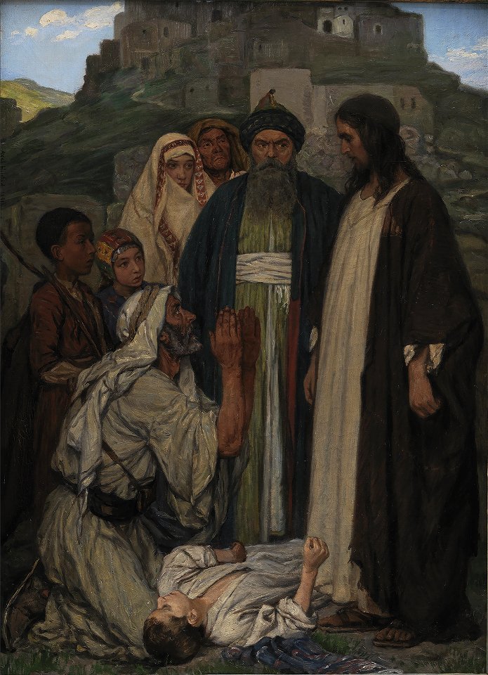 Axel Helsted - Christ Cures the Lunatic Child - KMS1455 - Statens Museum for Kunst