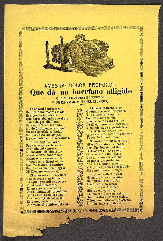 Ayes de dolor profundo que da un huérfano afligido que a sus padres ha perdido y queda solo en el mundo LCCN99615828