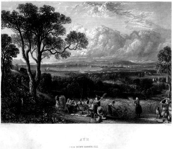 Ayr from Brown Carrick Hill engraving by William Miller after D O Hill