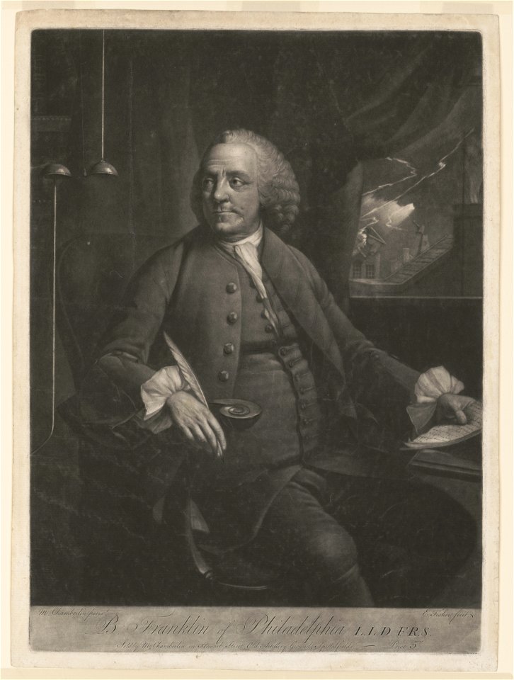 B. Franklin of Philadelphia L.L.D. F.R.S. - M. Chamberlin pinxt. ; E. Fisher fecit. LCCN2003674083