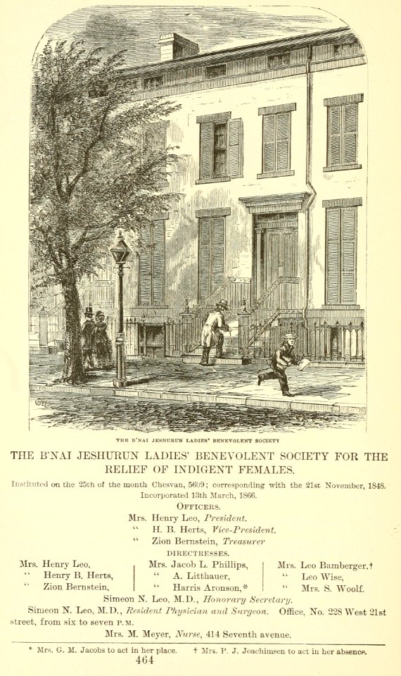 B'nai Jeshurun Ladies' Benevolent Society, New York City, Valentine's Manual