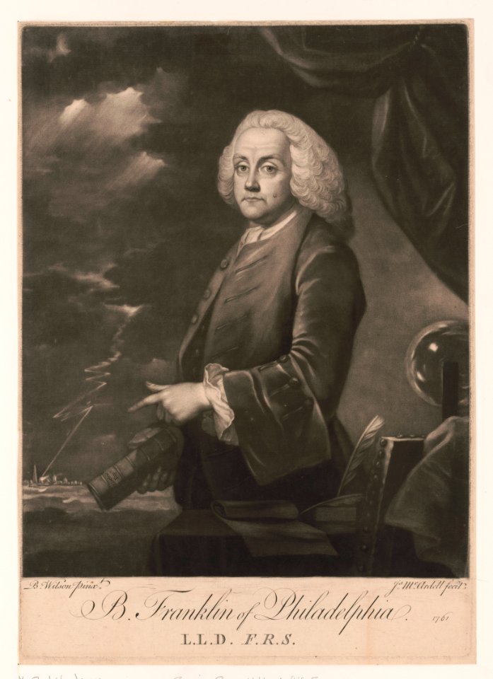 B. Franklin of Philadelphia - L.L.D. F.R.S. - B. Wilson pinxt. ; Js McArdell fecit. LCCN2003674082