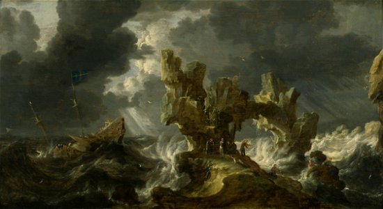 B. Peeters - Schipbreuk op een rotskust - E37 - Cultural Heritage Agency of the Netherlands Art Collection
