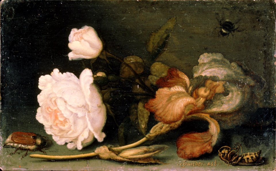B. van der Ast - Stilleven met roos en iris - NK2709 - Cultural Heritage Agency of the Netherlands Art Collection