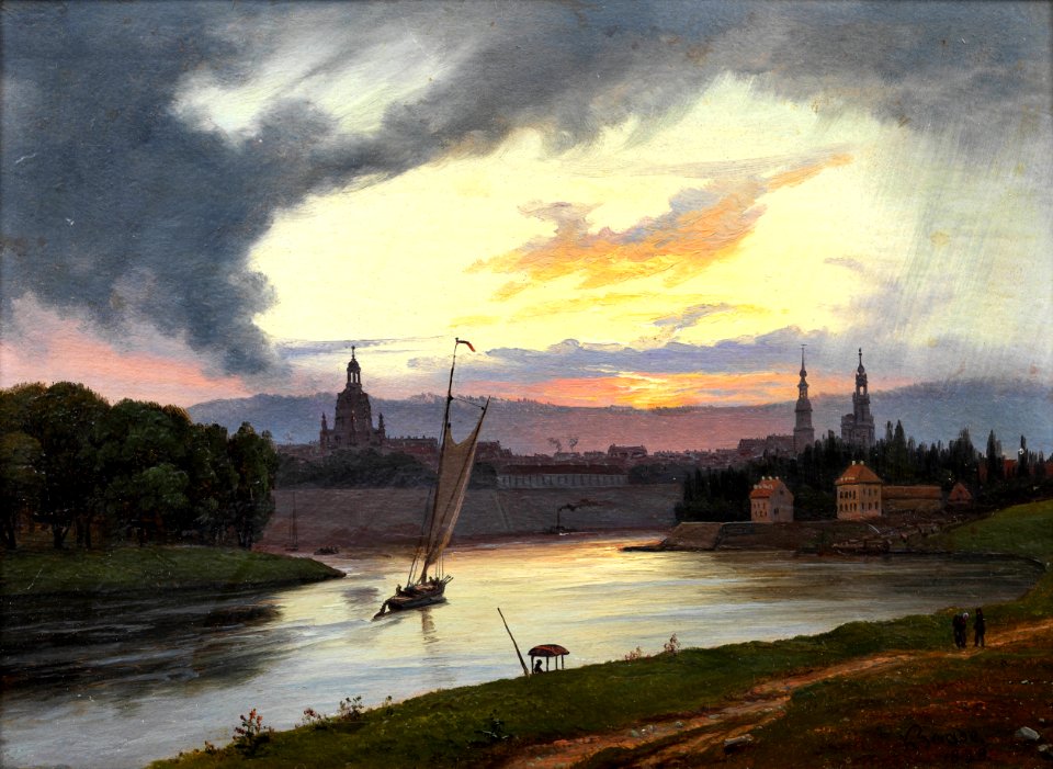 Knud Andreassen Baade - Dresden i solnedgang (1838)