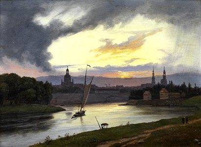 Knud Andreassen Baade - Dresden i solnedgang (1838)