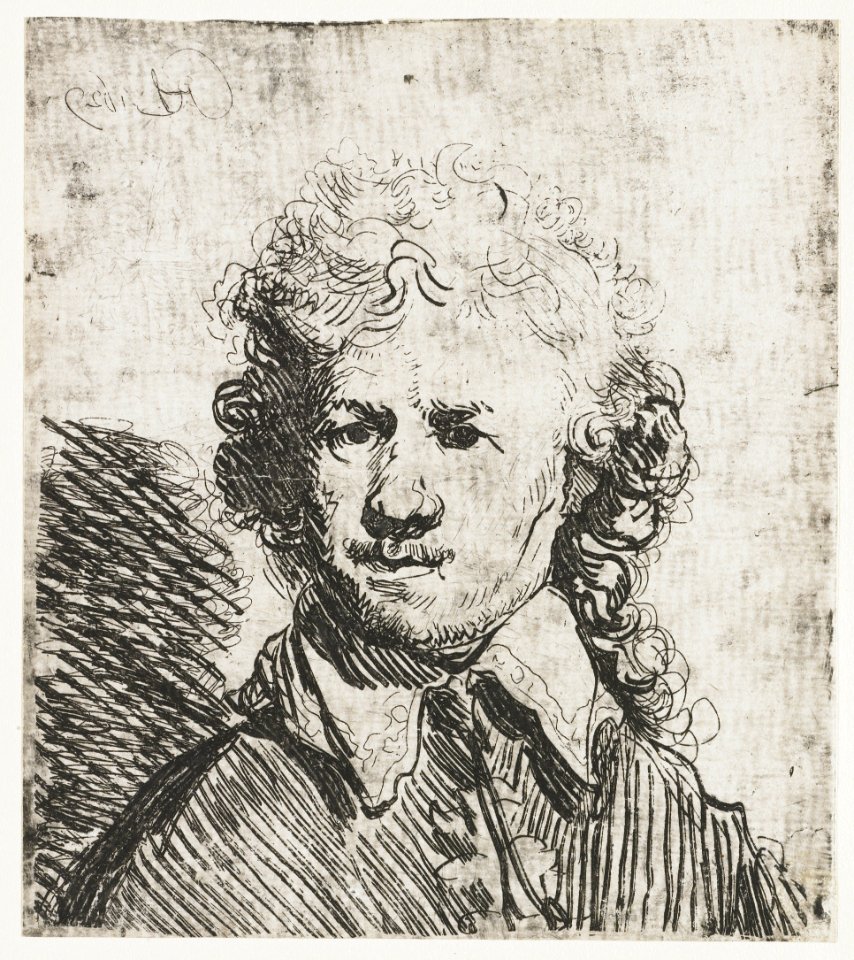 B338 Self-portrait, Bare-headed, Rembrandt van Rijn, 1629, etching, 174 by 154 mm, Rijksprentenkabinet
