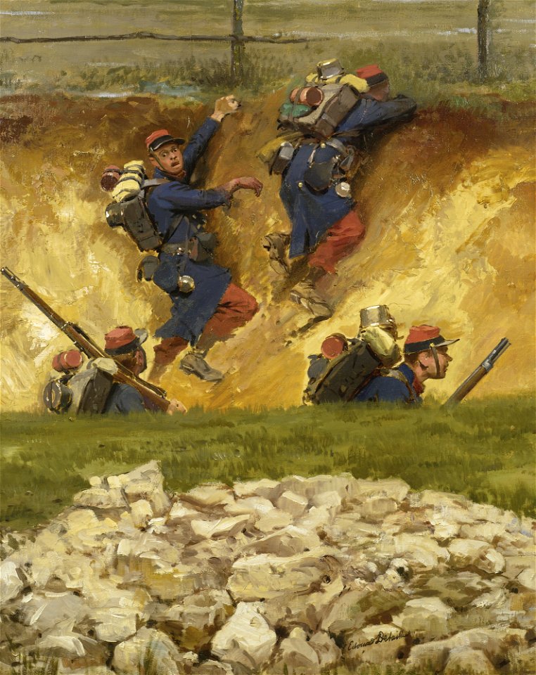 Dans un ravin. Lignards (n°3), fragment du panorama de La Bataille de Champigny