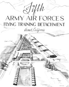 FIFTH ARMY AIR FORCES FLYING TRAINING DETACHMENT Hemet, California diagram in 1943, from- Hemet-Ryan Field California 1943 Classbook (page 4 crop). Free illustration for personal and commercial use.