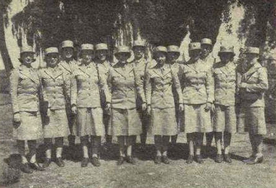 First WACs at Alamogordo (caption), Women's Army Corps, Alamogordo Army Airfield New Mexico photo pictorial (page 19 crop) (cropped)