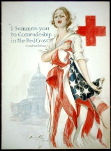 I summon you to comradeship in the Red Cross - Woodrow Wilson - Harrison Fisher 1918 ; American Lithographic Co. N.Y. LCCN2002712070