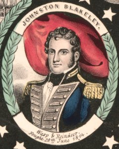 JOHNSTON BLAKELEY WASP & REINDEER FOUGHT 28TH JUNE 1814 ART DETAIL, FROM- Naval heroes of the United States- no. 1 - lith. & pub. by N. Currier. LCCN2002710643 (cropped)