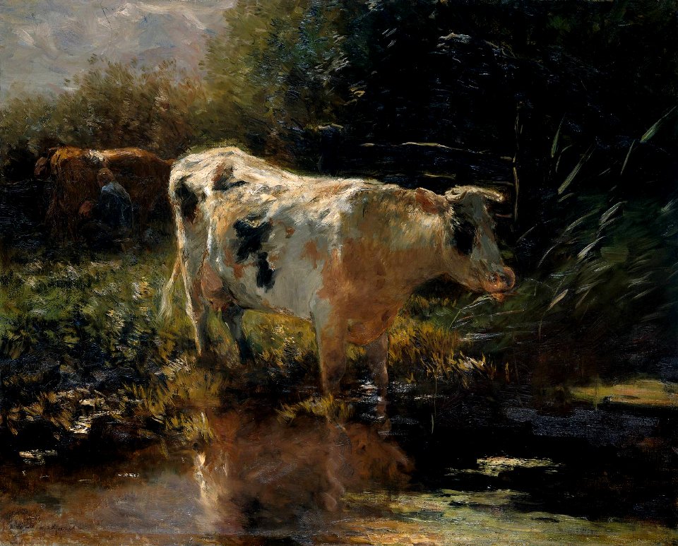 Koe aan de slootkant by Willem maris