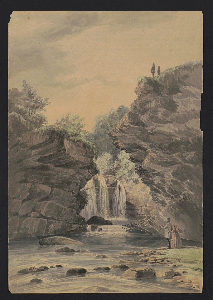 Marshall Falls near Delaware Water Gap - from nature by J. Queen. LCCN2016649114