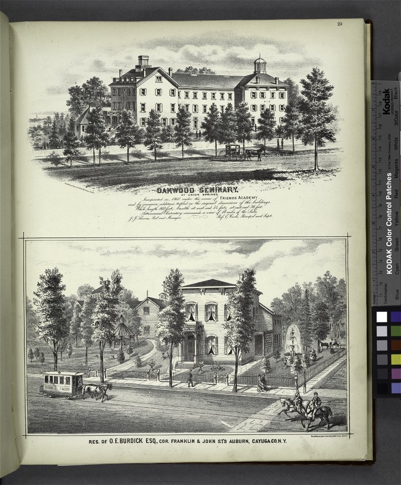 Oakwood Seminary; Res. of O.E. Burdick ESQ., Cor. Franklin and John St's Auburn, Cayuga Co. N.Y. NYPL1583065