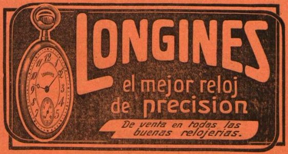 LONGINES el mejor reloj de precision De venta en todas las buenas relojerias watch ad in 1915, de- Anuario de ferrocarriles españoles. 1915 (page 278 crop)
