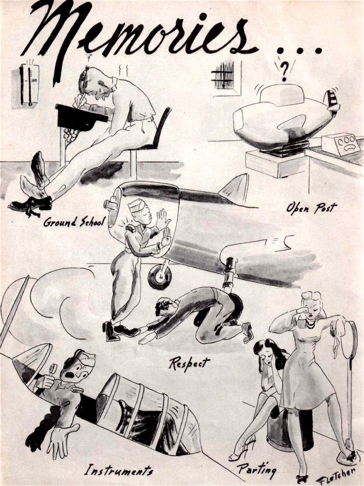 Memories comic art detail, from- Chico Arny Air Field California 1942 Classbook (page 32 crop)