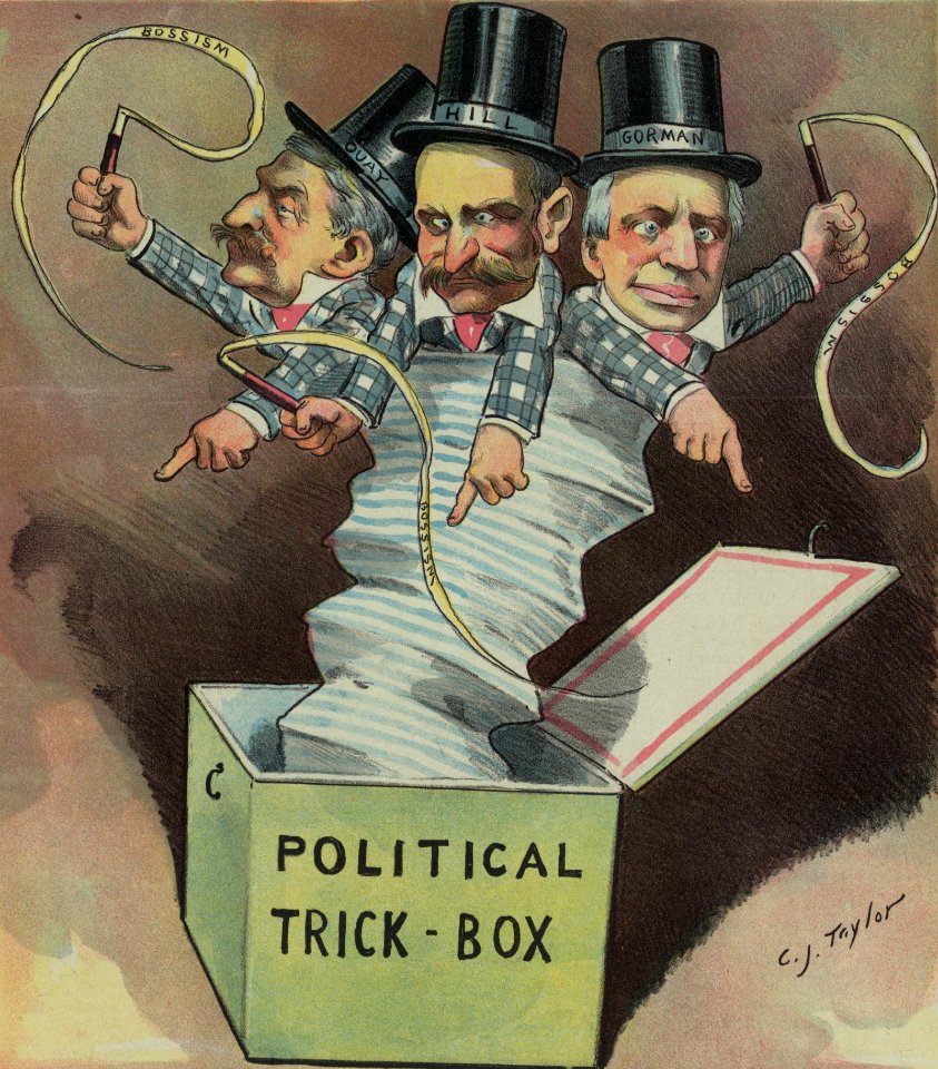 POLITICAL TRICK BOX BOSSISM QUAY HILL GORMAN- Up they come again! - C.J. Taylor. LCCN2012648564 (cropped)