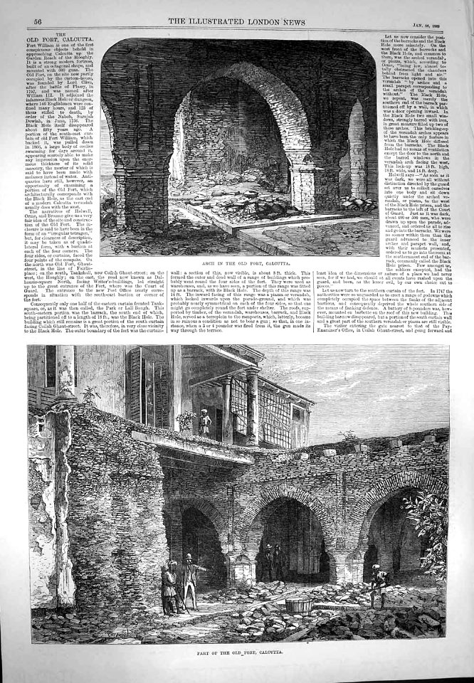 Part of the old Fort, Calcutta, from the Illustrated London News, 1869. Free illustration for personal and commercial use.